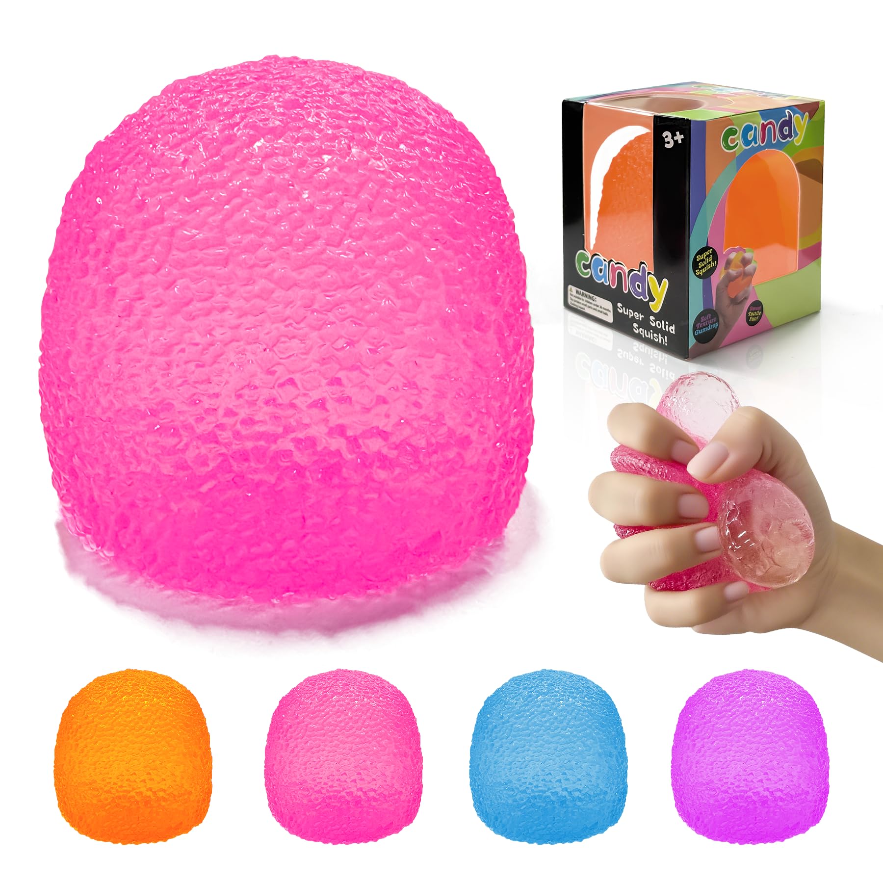 Squishy Fidget Toys Stress for Kids and Adults, Super Solid Squeeze Ball, Sensory for Stress Relief, Birthday, Easter Basket Stuffers and Party Favors(Pink)