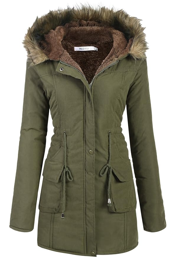 Beyove Womens Military Hooded Warm Winter Faux Fur Lined Parkas Anroaks Long Coats