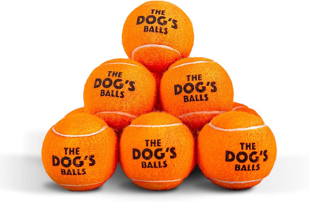 The Dog's Balls Dog Tennis Balls Orange Medium 12 Pack Non Abrasive Felt