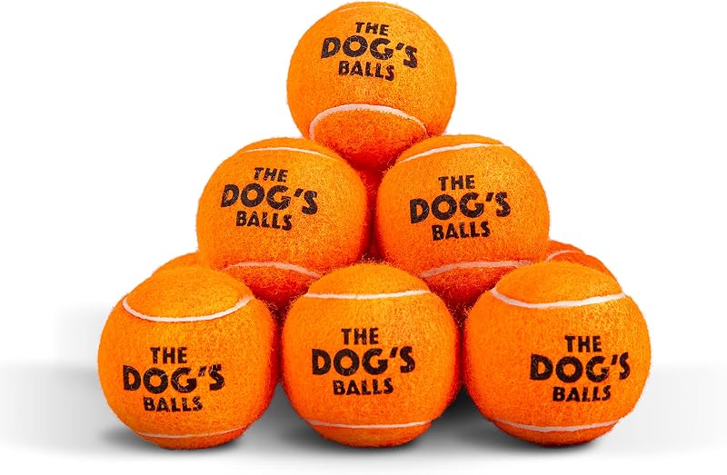 The Dog's Balls Dog Tennis Balls Orange Medium 12 Pack Non Abrasive Felt