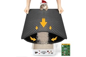POLARDUCK Cat Litter Mat Compact Size 23.6"x14.6" for Small Spaces, Upgrade Waterproof Leakproof Back Layer, Honeycomb Trapping Mat, Washable, Easy to Clean, Scatter Control Kitty Litter Matt, Black