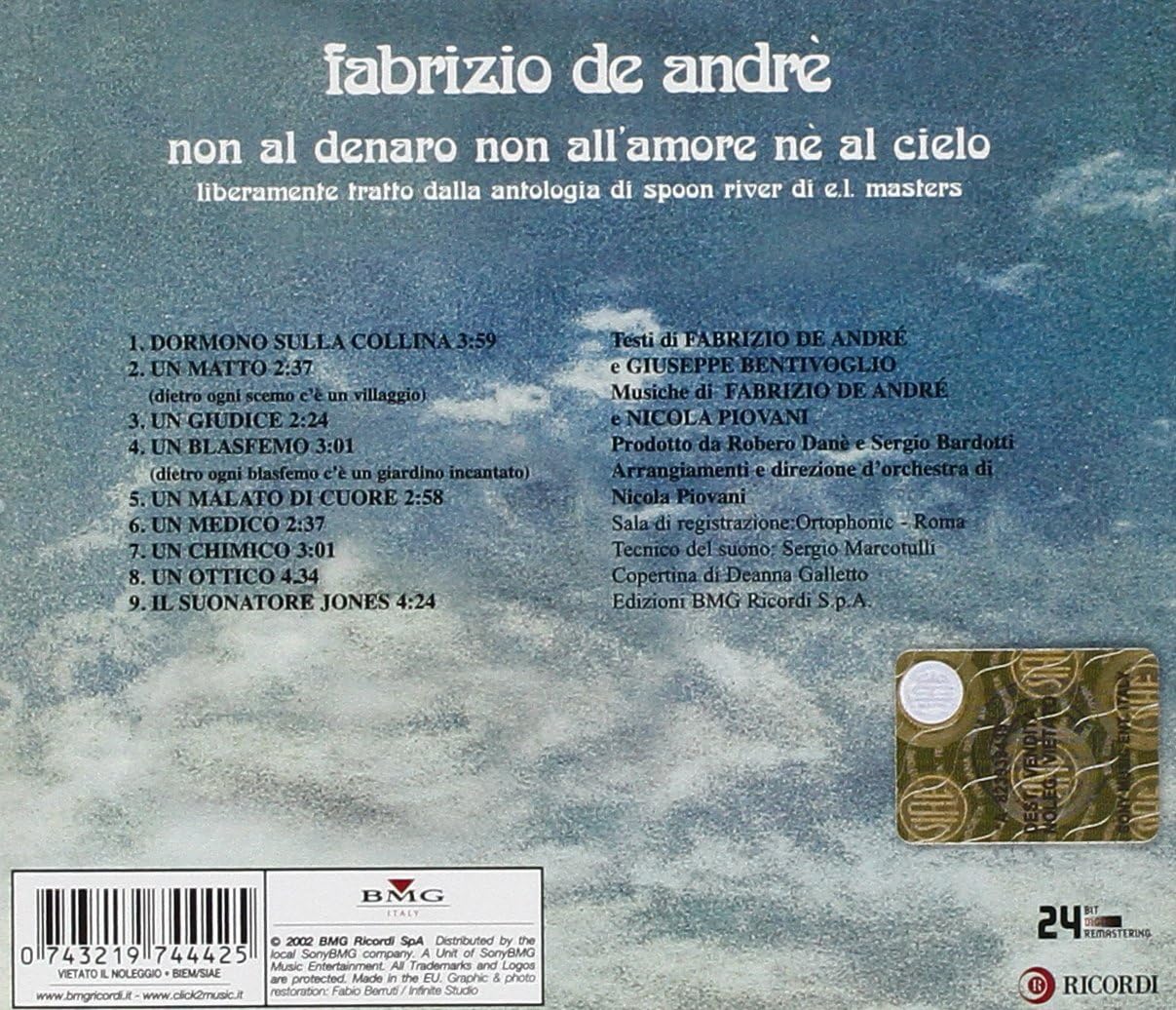 Non Al Denaro Non All Amore Ne Al De Andre Fabrizio Amazon It Musica