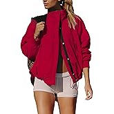 Tiko Miko Women's Winter Long Sleeve Zip Warm Coats Button-Down Stand Collar Lightweight Jacket Field Outwear