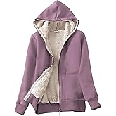 Yeokou Women's Casual Full Zip Up Sherpa Lined Hoodie Sweatshirt Jacket Coat