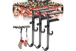 SSFUN 2025 New Heavy Duty 2-in-1 Fireplace Stocking and Garland Hanger, Adjustable Christmas Mantle Hanger with Dual Hooks, No Drill, for Christmas Stocking & Holiday Garland Decorations (3 Pcs)