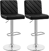 Yaheetech Bar Stools Set of 2 PU Leather Adjustable Swivel Black view 1