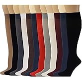SUMONA 12 Pairs Pack Women Opaque Stretchy Spandex Trouser Socks