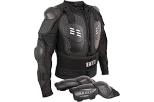 WEWAYSTEP Kids Motorcycle Jacket Dirt Bike Gear,Motocross Spine Chest Protector Armor Suit with Knee Shin Guards