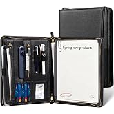 NANRUIL Genuine Leather Padfolio Fits A4 Size Zippered Business Folder | Fits letter size portfolio for Men &amp; Women,Padfolio Folder with Zipper,Interview Legal Document File Resume Organizer