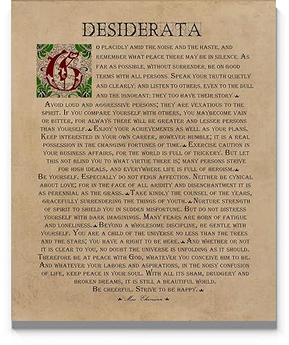 Amazon Com Desiderata Poem Wall Art 11 X14 Un Framed Print Stunning Inspirational Poem By Max Ehrmann Room Wall Decor For Bathroom Kitchen Bedroom Office Handmade