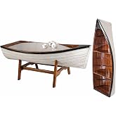 SAILINGSTORY Wooden Boat Coffee Table Boat Bookshelf | Coastal Design, Nautical Bookcase, Lake House Decor, Beach House Decor