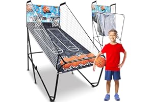 SereneLife Basketball Arcade Game, Indoor Basketball Shooting Game, Double Hoop w/LED Scoreboard, Easy Setup & Foldable Desig