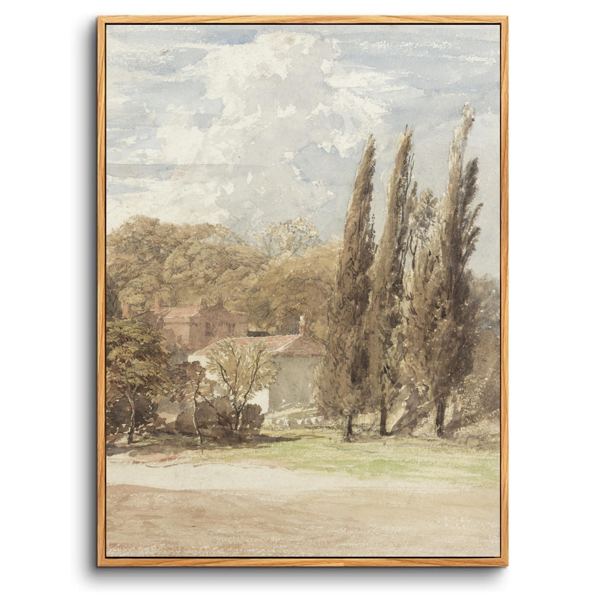 hyidecorart Wooden Framed Canvas Wall Art for Living Room, 12"x16" Kensington Gardens Vintage Bedroom Decor Aesthetic, Modern Paintings Artwork Wall Decorations Desktop Hallway Dining Room Bathroom