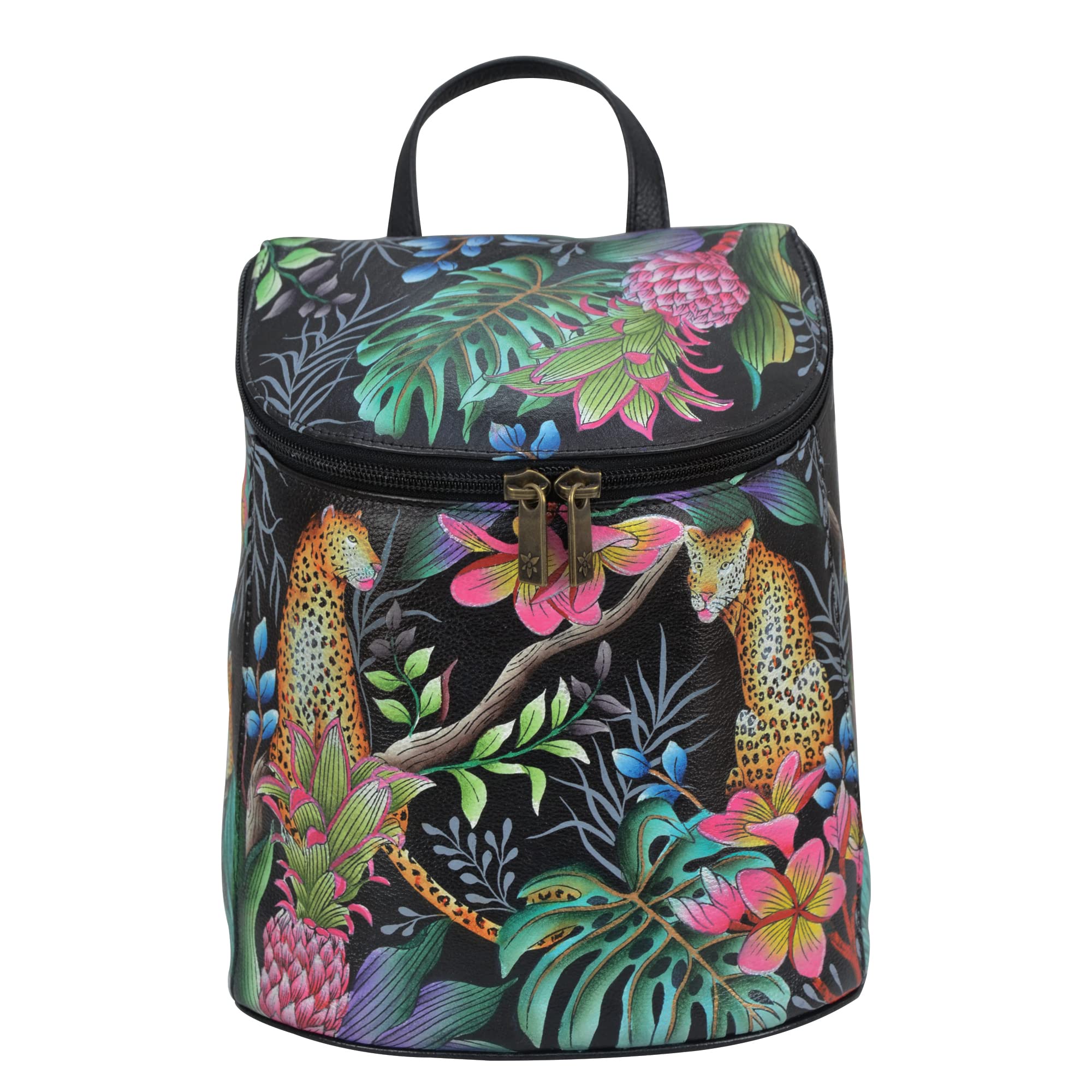 Anuschka Women’s Hand-Painted Genuine Leather Bucket Backpack - Jungle Queen