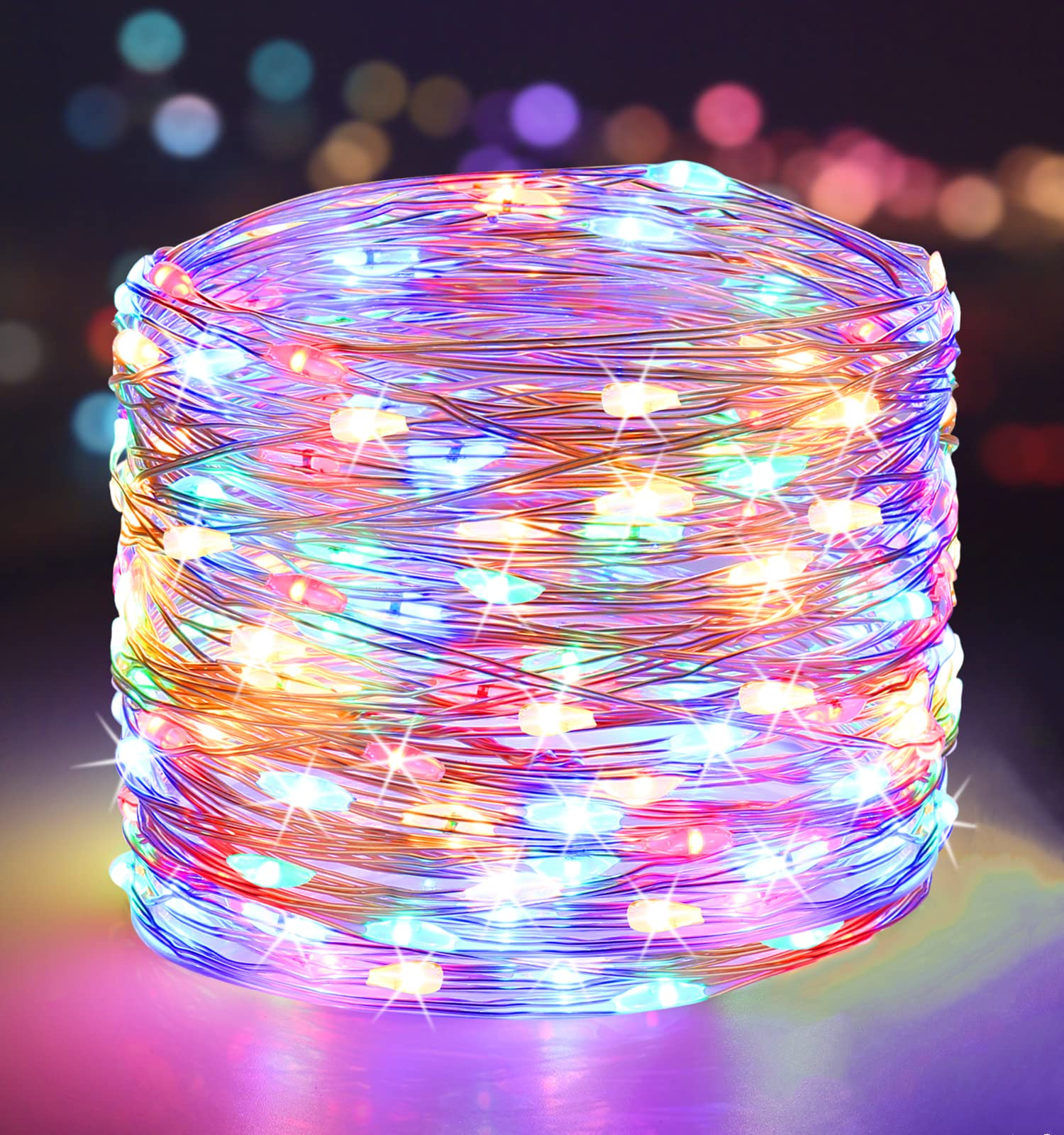 BrizLabs Christmas Lights Multicolour, 65.6ft 200 LED Copper Wire String Lights Outdoor Waterproof 8 Modes Decorative Lights for Xmas Tree Garden Yard Room Wedding Party Decorations