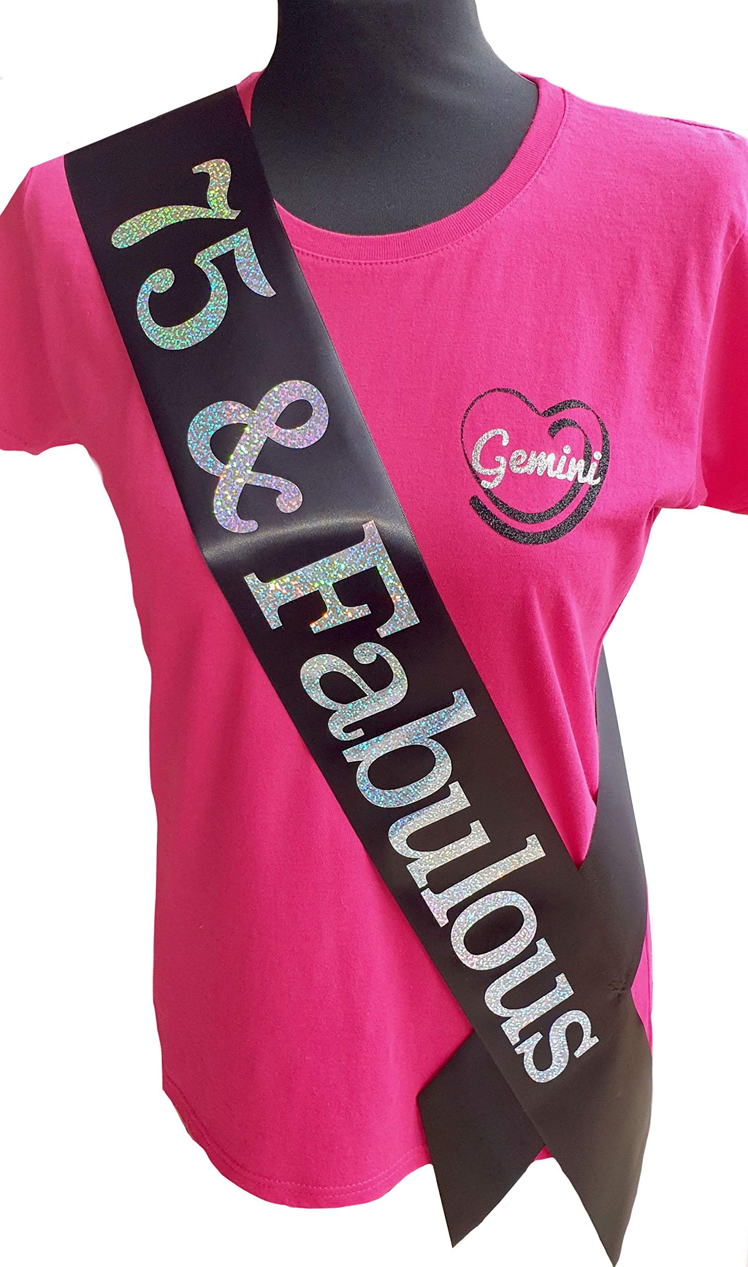 Gemini Ribbons - 75 and Fabulous - 75th Birthday Sash - Holographic - 75th Birthday Party - Womens Mens - Gift