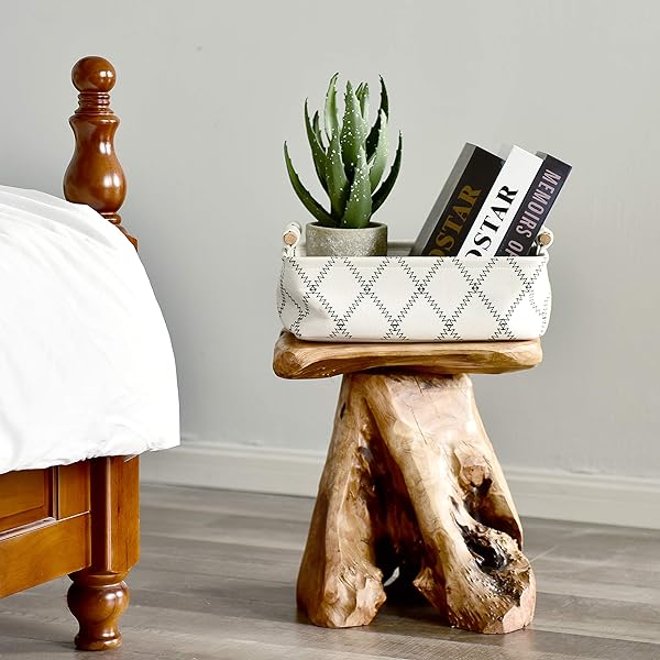 WELLAND NATURAL CEDAR STUMP STOOL, 14″ END TABLE, LIVE EDGE SIDE TABLE, PLANT STAND, SMALL NIGHTSTAND, MUSHROOM STOOL FOR LIVING ROOM, BEDROOM, PATIO, GARDEN
