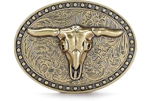 SANSTHS Cowboy Belt Buckle, Western Belt Buckles for Men Women Texas Bull Rodeo Cowgirl Belt Buckle