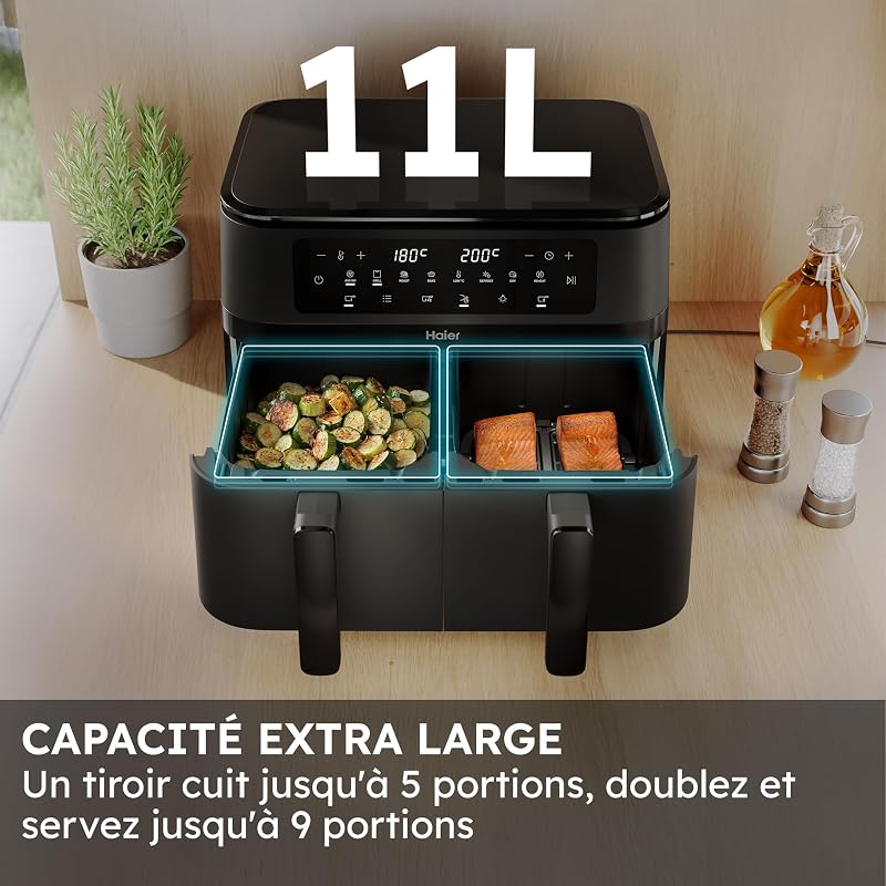 Air Fryer Double Tiroir | 11L Grande Capacité | 8 Fonctions