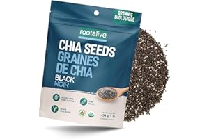 Rootalive Organic Black Chia Seeds 454g (1lb) - Plant Based Superfood, Gluten-Free Vegan Protein, with Omega-3 Fatty Acids an
