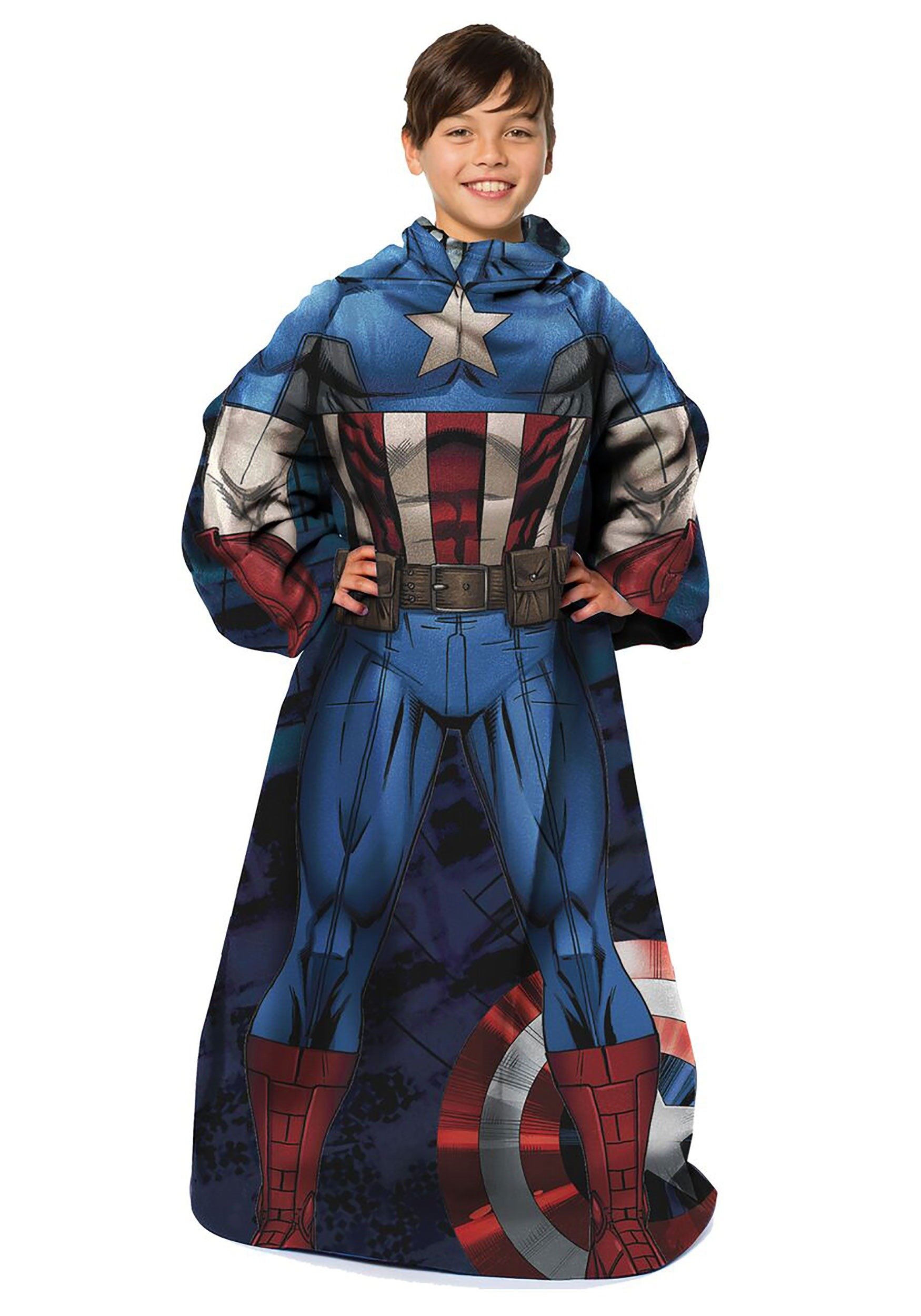 Marvel Comfy Throw Blanket with Sleeves, Youth-48 x 48 Inches, Captain America