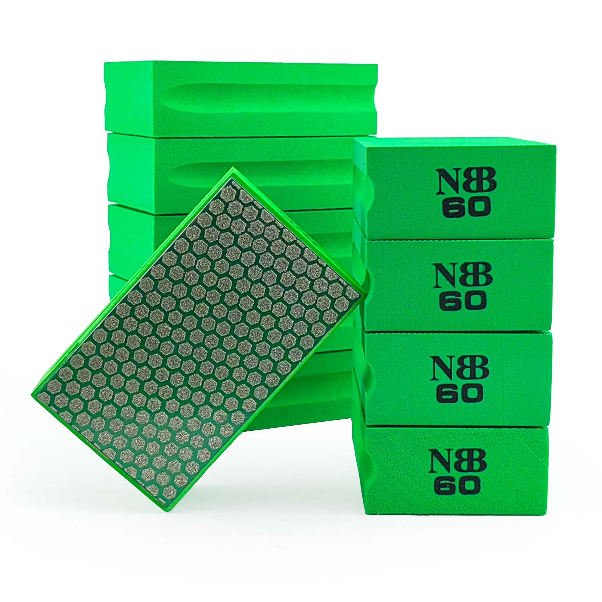 NBB Diamond Sanding/Polishing Pad Diamond Hand Buffing Pad Sanding Block with Foam Sponge Backing for Buffing and Grinding Sharp Edges and Plane of Granite Marble Stone Glass Ceramic (10, 60#H)