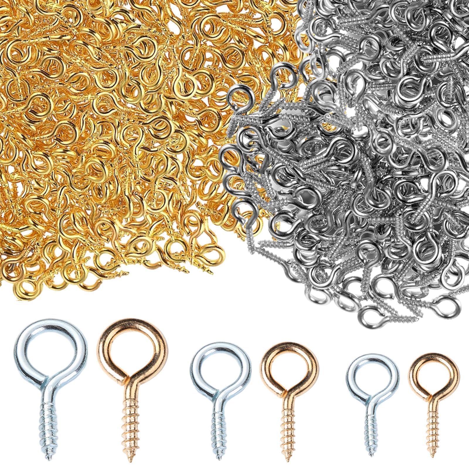Gruvox 600 PCS Eye Hooks and Eyes - Small Screw in Eyelets for Fixing Wood Wires