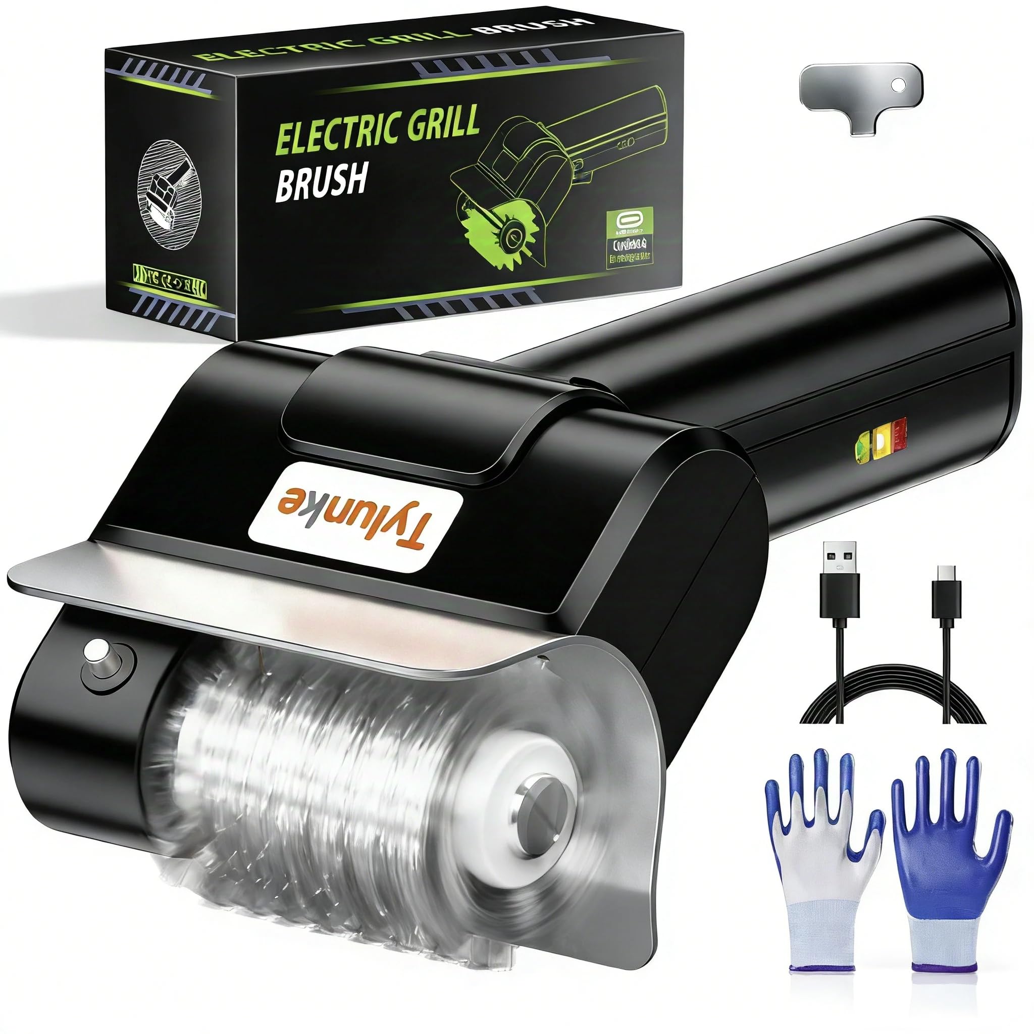 Photo 1 of Electric Grill Brush - BBQ Grill Cleaning Tools with 800 RPM Brush Head,3000mAh Battery and 304 Stainless Steel Bristles, Cordless Rechargeable Grill Cleaner for Outdoor (Black)