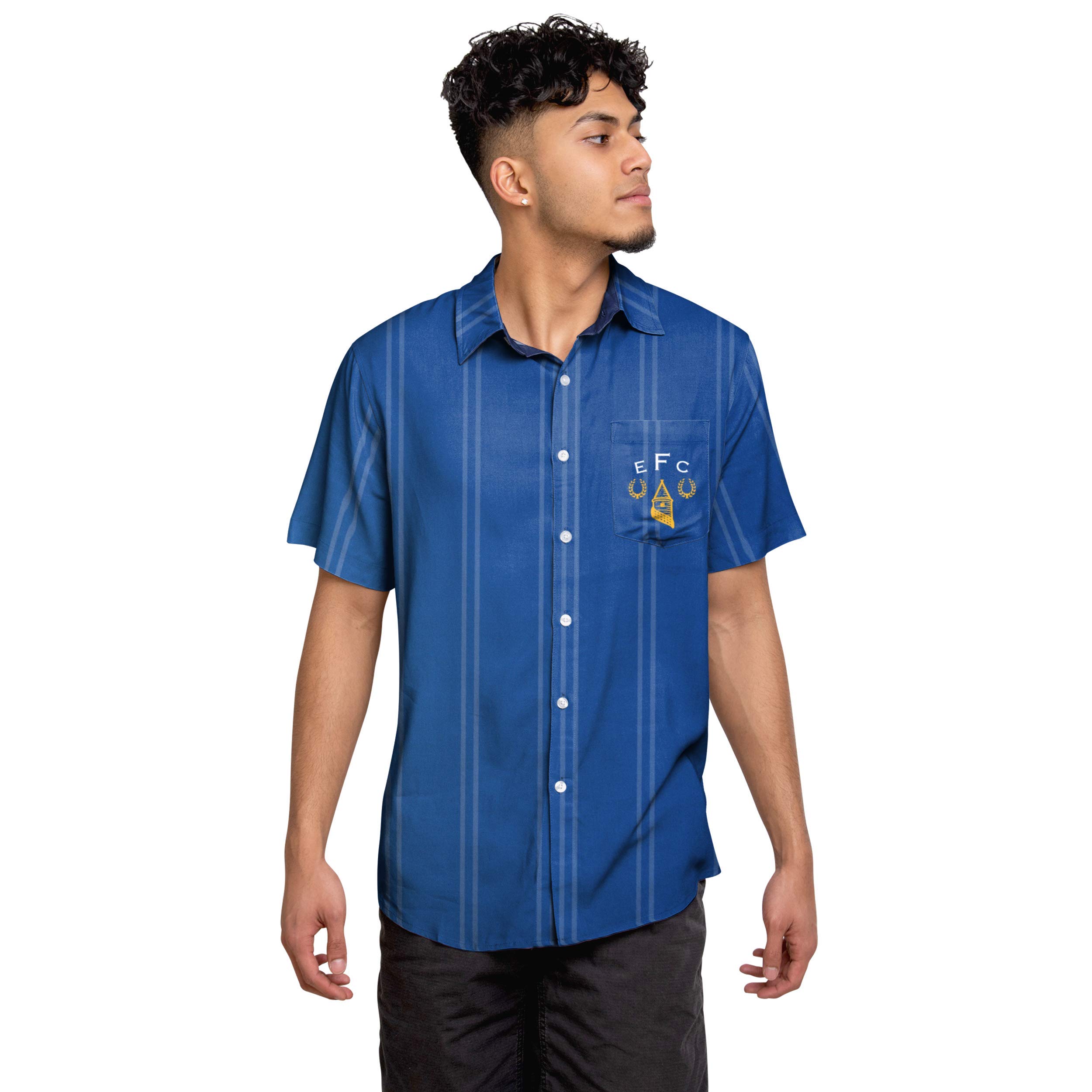 FOCO Football Everton FC Premier League One Retro Shirt Short Sleeved Summer Casual Dinner Shirt