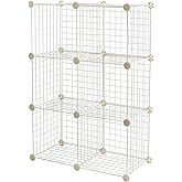 Amazon Basics Cube Wire Grid, 6-Cube, 12 x 12-Inches, White | Stackable, Storage Shelves