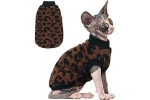 PUMYPOREITY Winter Warm Cat Sweater - Super Soft & Elastic Knit with Plush Fleece, Easy-On Design with Ribbed Neck & Cuffs, Stretchy Cat Outfit for Indoor/Outdoor Use,Brown, S