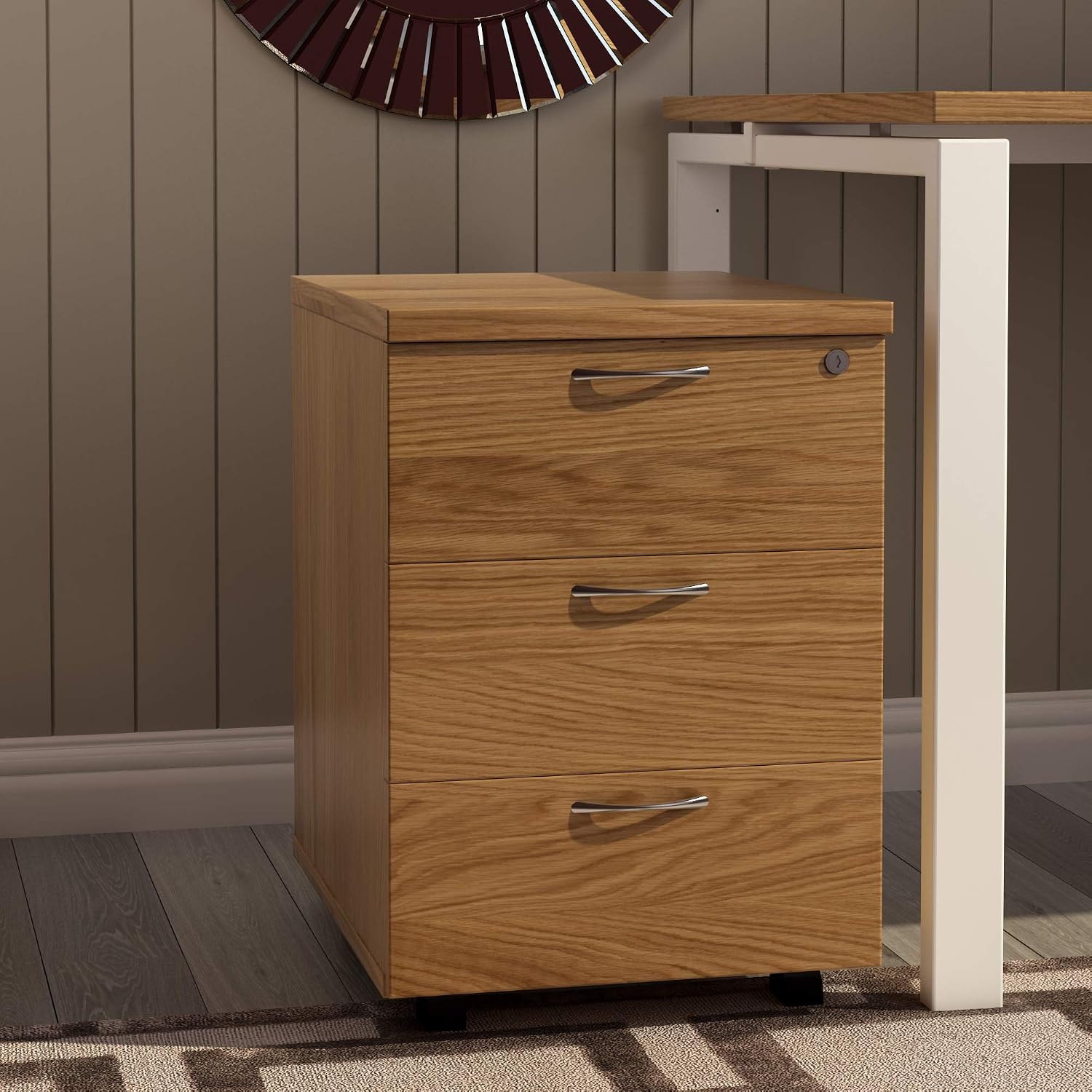 Office Hippo Heavy Duty 3 Drawer Mobile Pedestal Storage Cabinet, Office Storage, Office Cabinet with Lockable Storage - Image 3