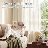 PONY DANCE Sheer Curtains 52x84 Beige Linen Textured Voile 2 Panels view 3