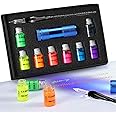 ESSSHOP Glass Dipped Pen Calligraphy Set - 7 Colorful Inks with Fluorescent & Invisible Ink Dip Pen Kit for Writing Signing Drawing Calligraphy Decoration Christmas Day Gifts for Kids
