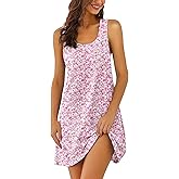Ekouaer Nightgowns for Women Cotton Night Gown Tank Sleeveless Sleepshirt Racerback Nightdress Chemise Sleepwear S-XXXL