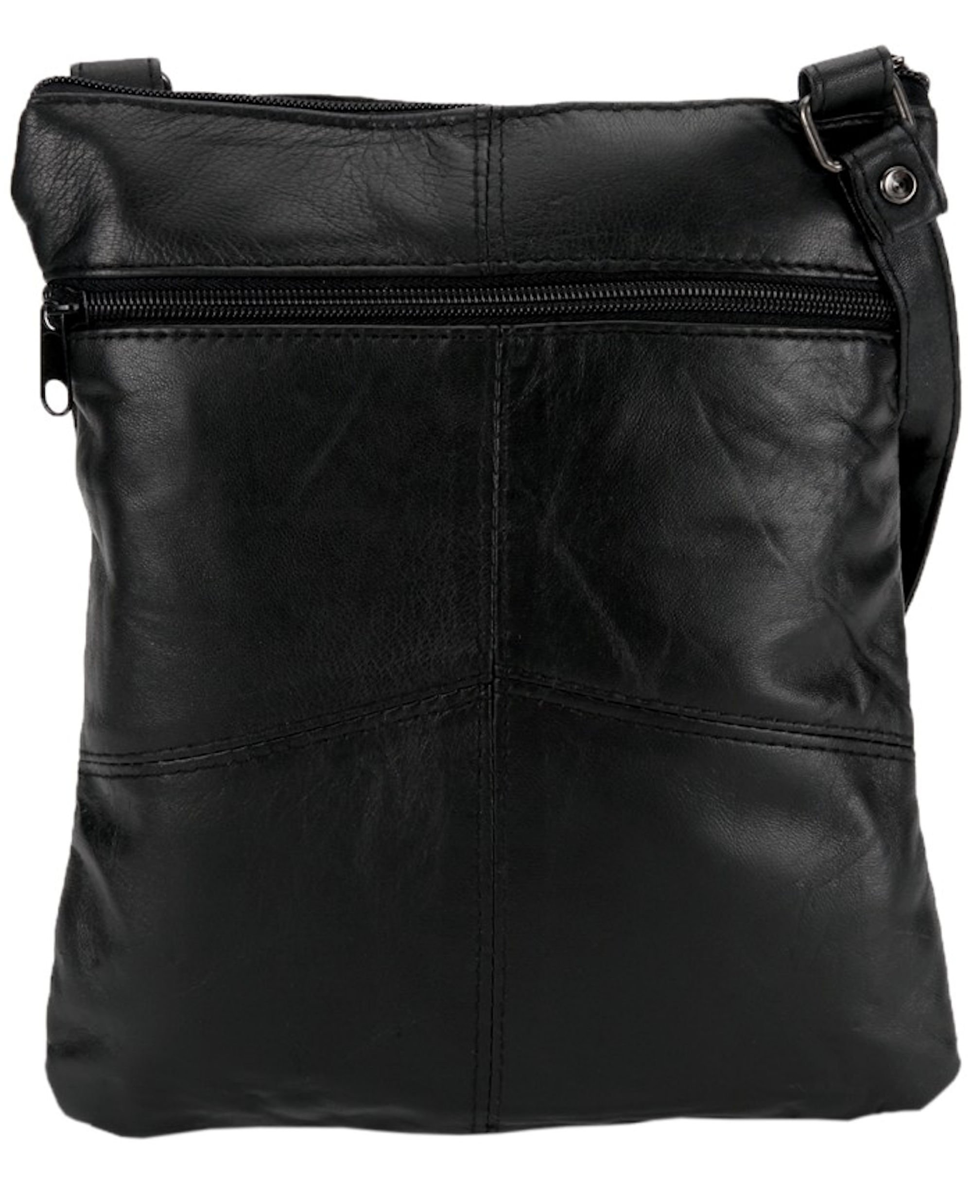 Ladies / Womens Super Soft Leather Shoulder / Cross Body Bag with Multiple Pockets (Black)
