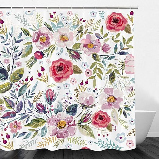 Amazon Com Vimmucir Vintage Floral Shower Curtain Hand Drawn