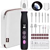 Electric Nail Drill, Cordless 2000 mAh Rechargeable Portable Nail File 12 in 1 Kit for Thick Toenails, 10 Speeds Nail Dril Machine Professional Manicure Pedicure for Hand Natural Nails Care (Black)