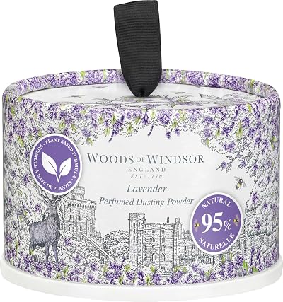 Woods of Windsor Lavender Talcum Powder 100g with Body Puff - Odor Control