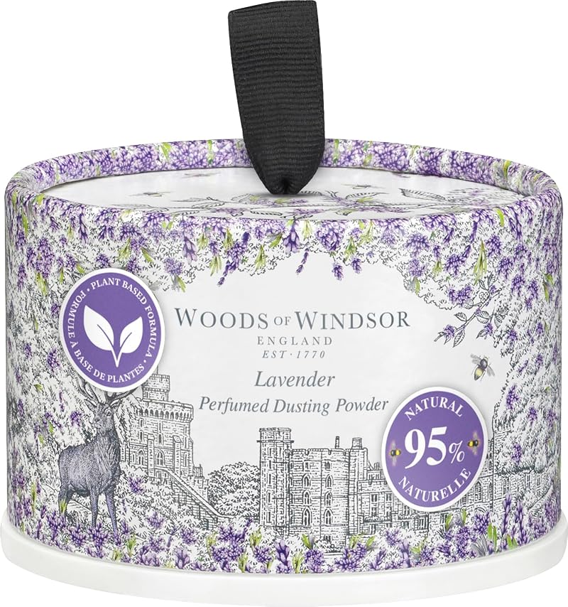 Woods of Windsor Lavender Talcum Powder 100g with Body Puff - Odor Control