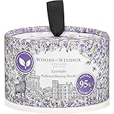 Woods of Windsor Lavender Perfumed Talcum Powder, Floral Dusting Powder with Body Puff, Scented Powder for Women to Help with Odor Control and Chafing, Lavender Scent 0.22 lbs