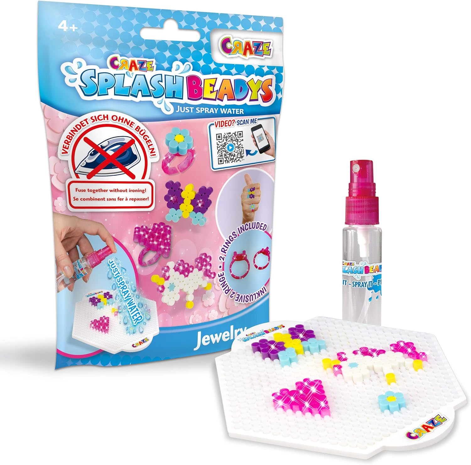 CRAZE Splash BEADYS 26038 Foilbag Starter Pack Children's Jewellery Iron-On Beads Set for Crafts Beautiful Colours
