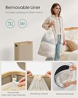 SONGMICS 65 L Slim Laundry Basket with Lid and Removable Liner Camel Brown view 5