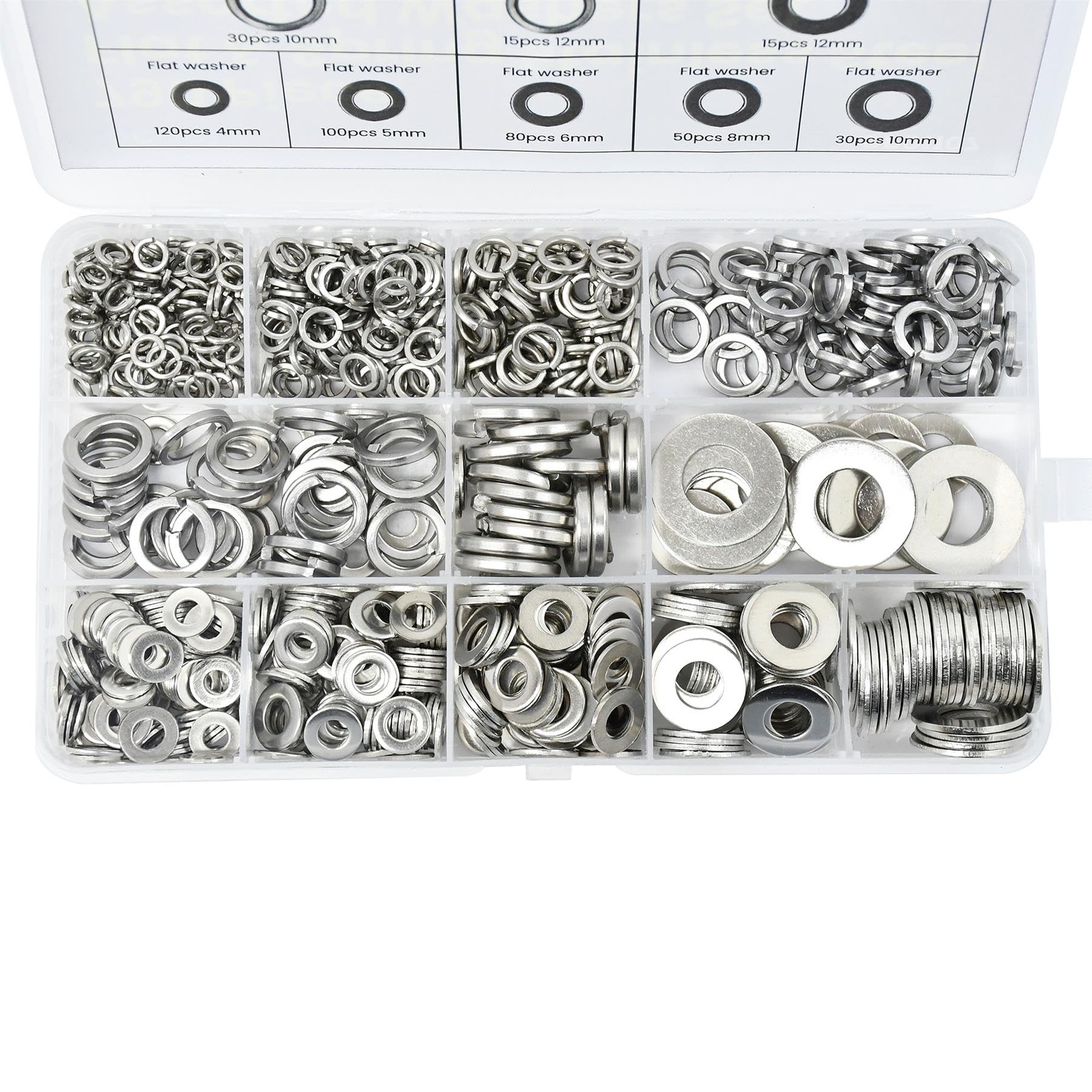 Dapetz ® 790 Pcs Stainless Steel Assorted Flat Washers For Screws, Assorted Washers Anti-Rust Sealing Assortment Kit For Screws Bolts With Plastic Storage Case