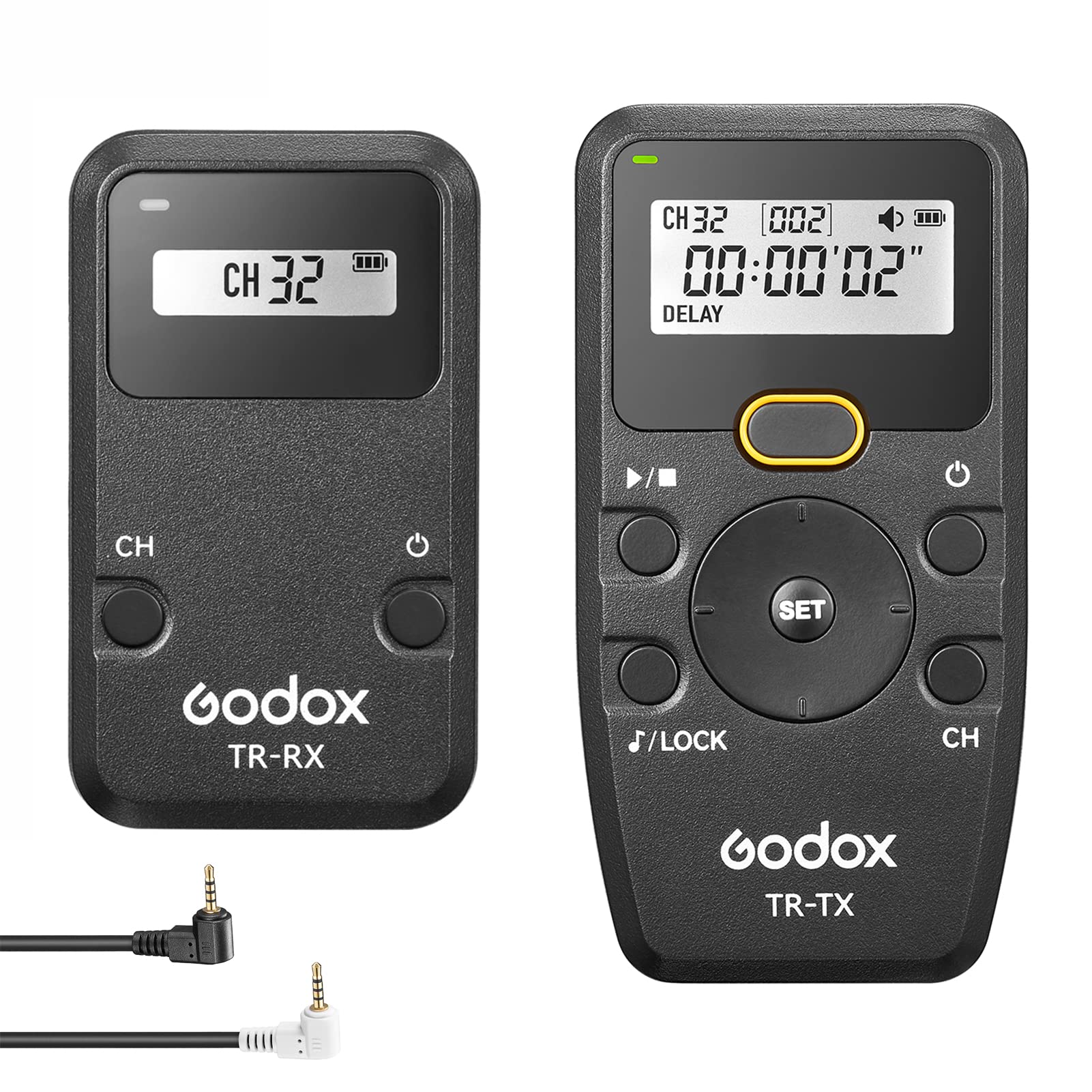Godox TR Series 2.4G Wireless Timer Remote Control Camera Shutter Remote 6 Timer Settings 32 Channels with TR-P1 Shutter Cable Replacement for Panasonic GH5II GH5S GH5 G90