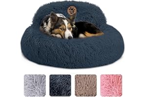 PET JETT PetJett Calming Dog Bed for Medium Dogs - 30'' Donut Dog Beds for Small, Medium, Large Dogs, Anti-Slip & Washable Round Dog Bed - Fluffy Pet Bed, Anti-Anxiety Puppy Bed, Fits Up to 45 lbs, Dark Grey