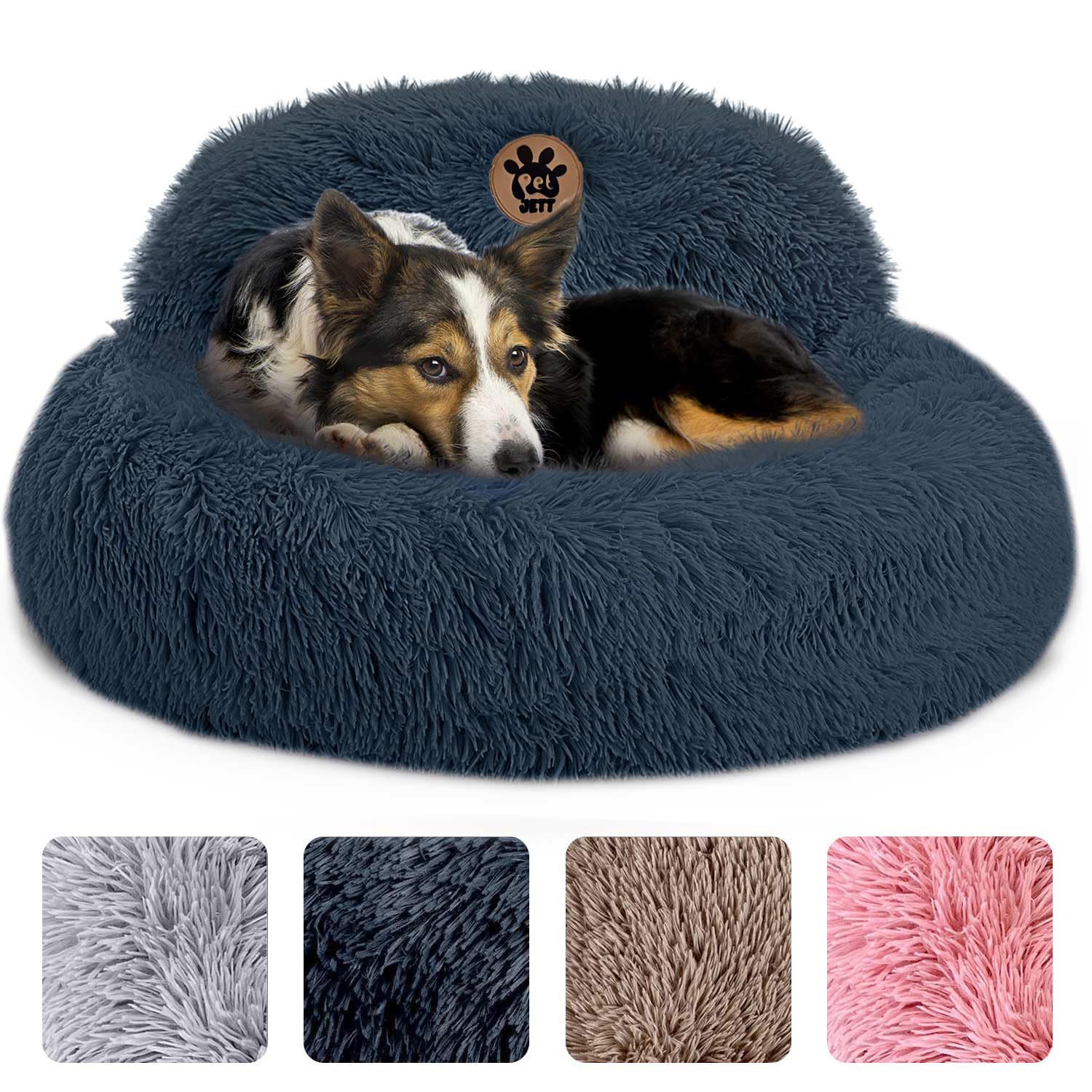 Photo 1 of PetJett Calming Dog Bed for Medium Dogs - 30'' Donut Dog Beds Fits Up to 45 lbs, Dark Grey