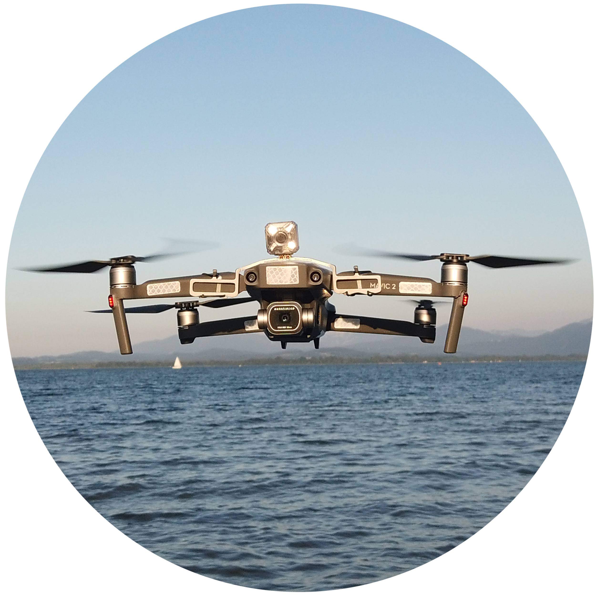 Roboterwerk B.I.N.A: two-color collision warning light, position light white and red, LED flash light for DJI Mavic 2 (Pro/Zoom/Enterprise) (Dual)