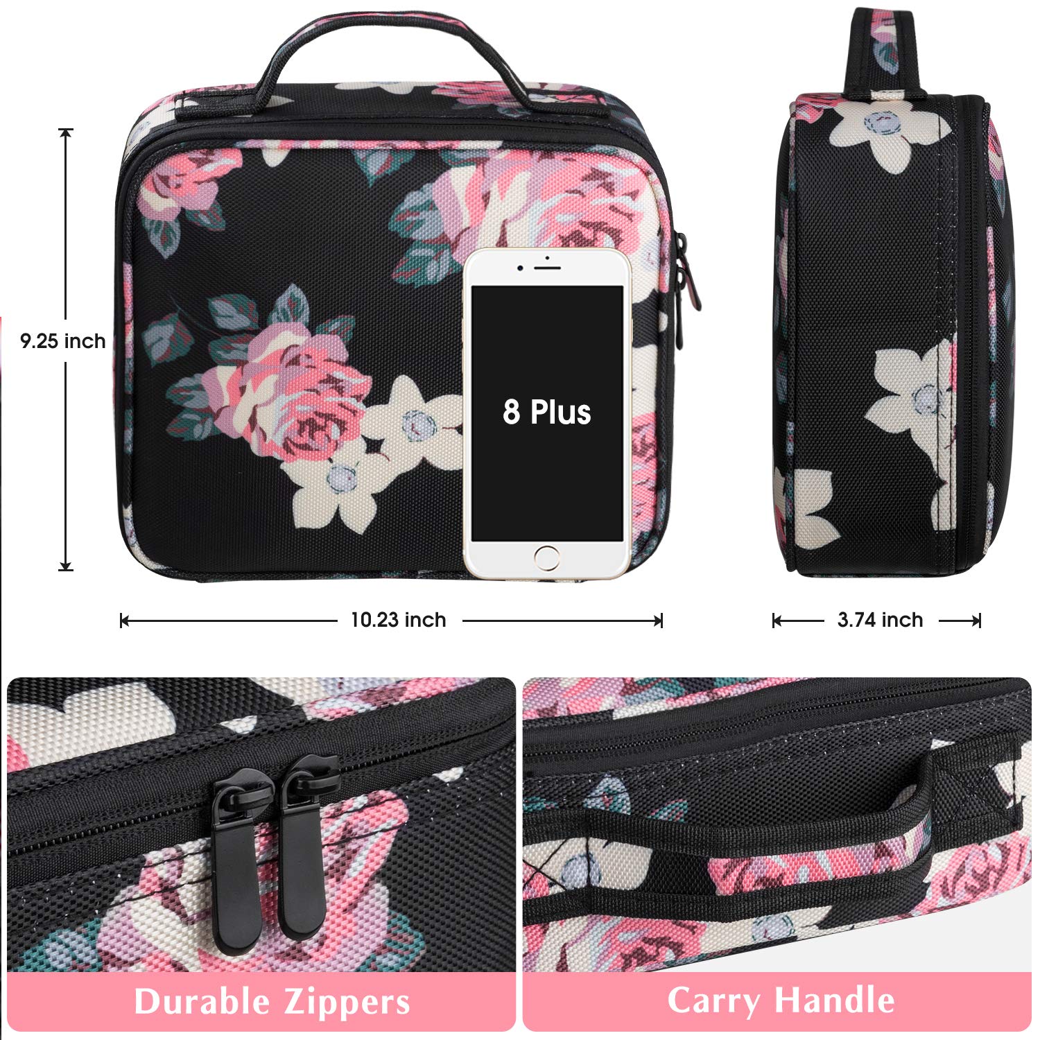 Kootek Travel Makeup Bag Portable Cosmetic Organizer Train Case with Adjustable Dividers for Cosmetics Makeup Brushes Toiletry Jewelry Digital Accessories : Beauty