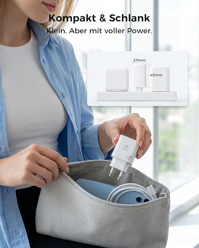 USB-C Ladegerät 65W, GaN Netzteil, 2 Ports PD+QC, mit USB-C Kabel — Foto 8 von 8